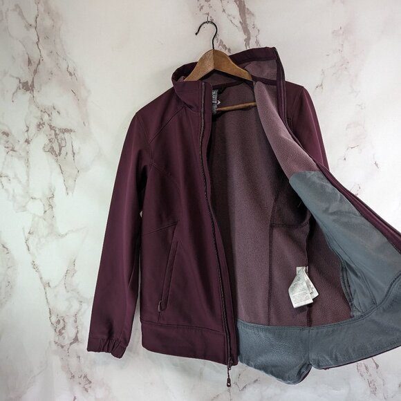 Mountain Hardwear Jacket Womens Large Burgundy Red Softshell Windbreaker Zip - Picture 7 of 9